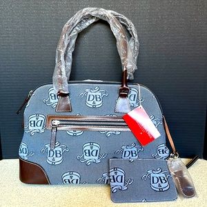 NWT Dooney & Bourke Blue Domed Satchel w/ matching Coin Purse and fob
